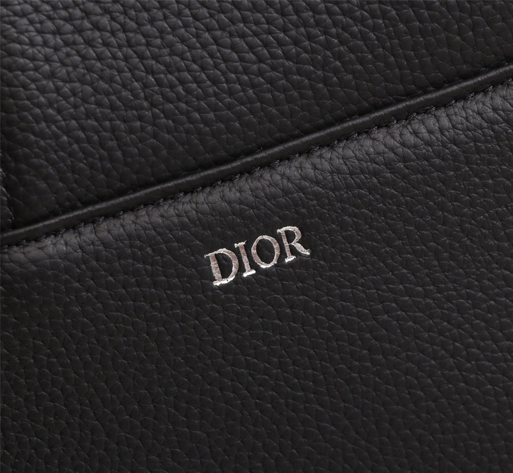 Dior 1ADPO093 Saddle Bag Black Canvas and Smooth Calfskin C