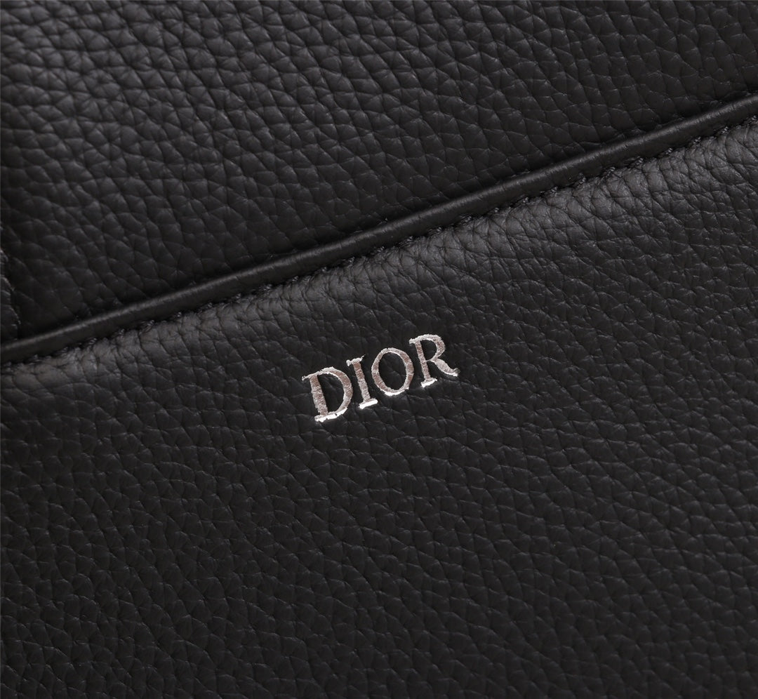 Dior 1ADPO093 Saddle Bag Black Canvas and Smooth Calfskin C
