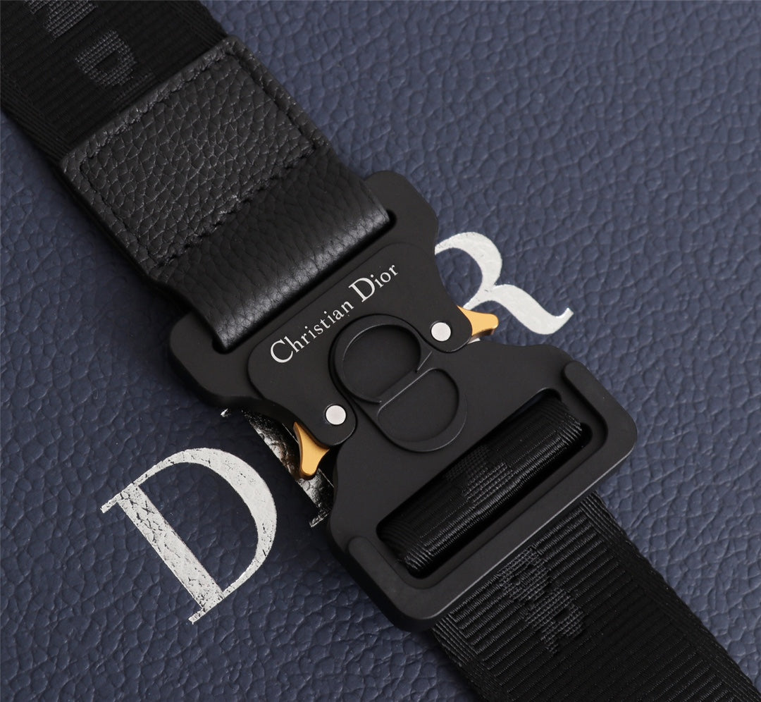 Dior 1ADPO093 Saddle Bag Black Canvas and Smooth Calfskin C