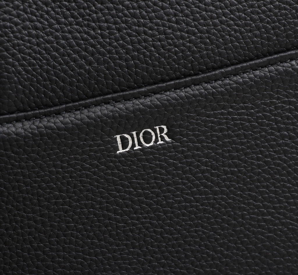 Dior 1ADPO093 Saddle Bag Black Canvas and Smooth Calfskin D