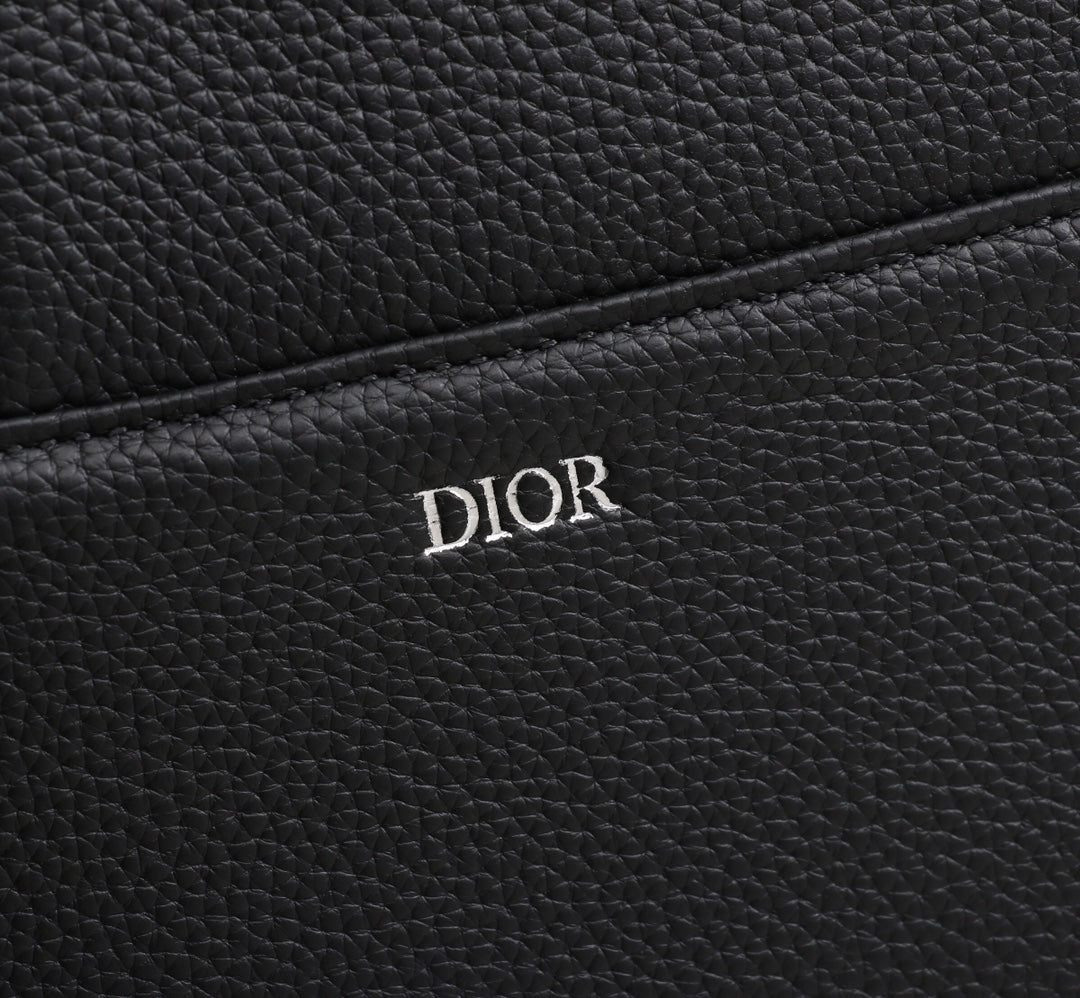 Dior 1ADPO093 Saddle Bag Black Canvas and Smooth Calfskin D