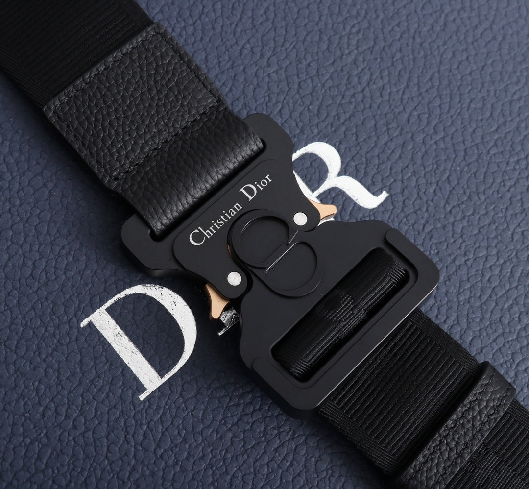 Dior 1ADPO093 Saddle Bag Black Canvas and Smooth Calfskin D