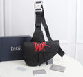 Dior 1ADPO093 Saddle Bag Black Canvas and Smooth Calfskin E
