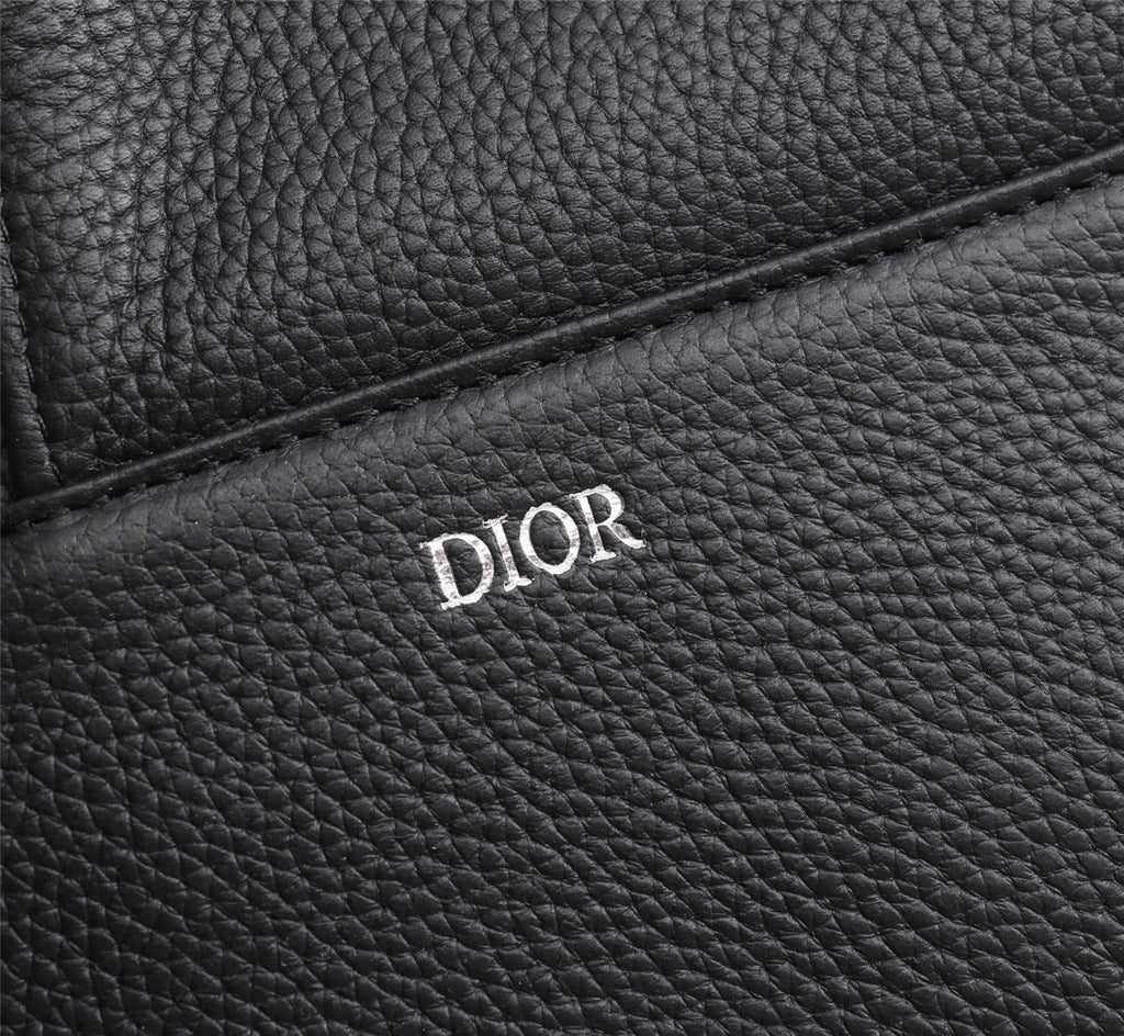 Dior 1ADPO093 Saddle Bag Black Canvas and Smooth Calfskin E
