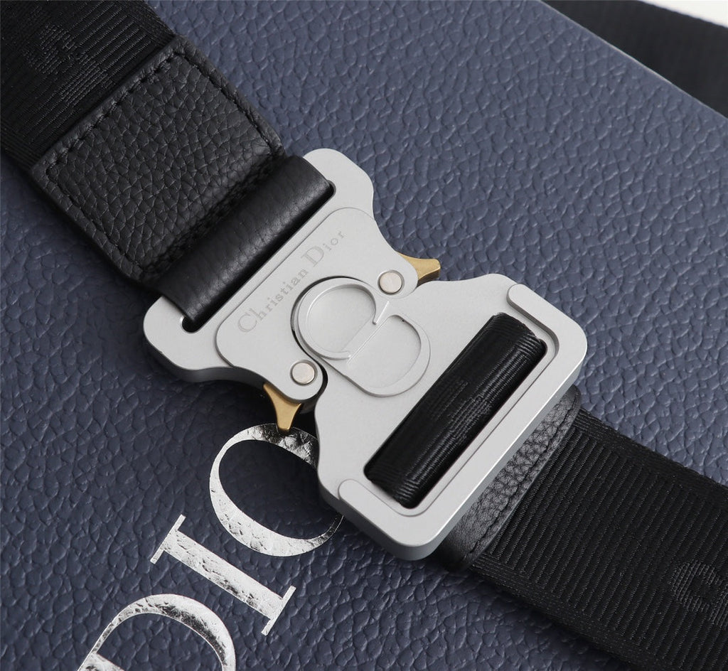 Dior 1ADPO093 Saddle Bag Black Canvas and Smooth Calfskin E