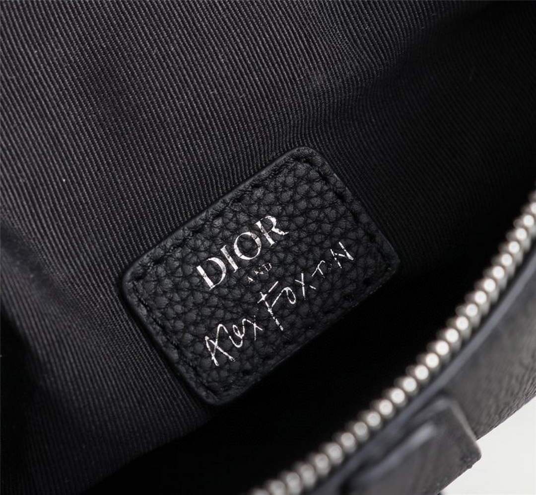 Dior 1ADPO093 Saddle Bag Black Canvas and Smooth Calfskin F