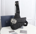 Dior 1ADPO093 Saddle Bag Black Canvas and Smooth Calfskin BB