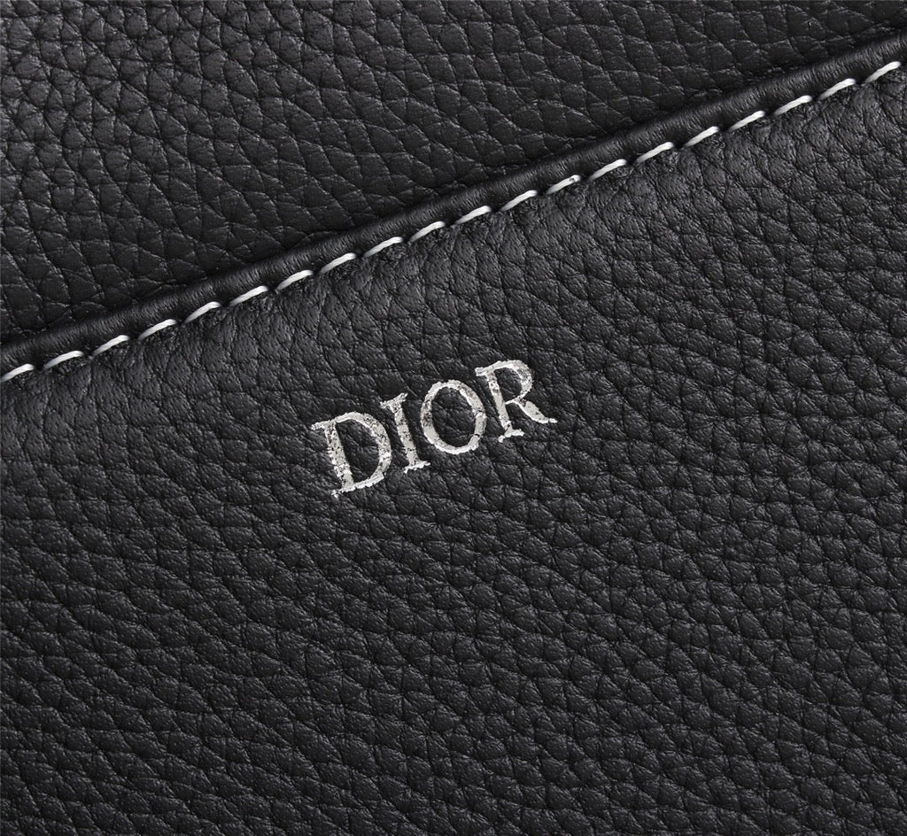 Dior 1ADPO093 Saddle Bag Black Canvas and Smooth Calfskin BB