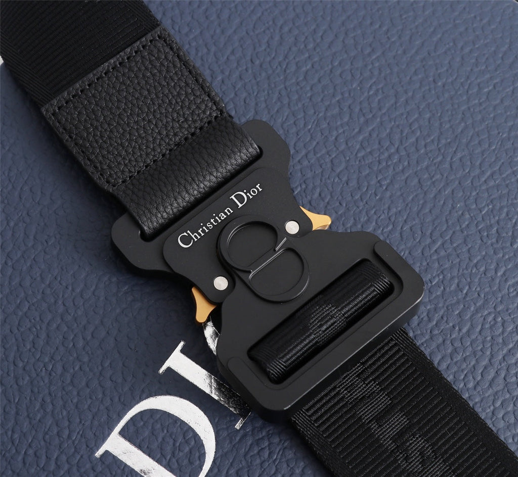 Dior 1ADPO093 Saddle Bag Black Canvas and Smooth Calfskin BB