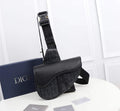 Dior 1ADPO093 Saddle Bag Black CD Diamond Canvas and Smooth Calfskin