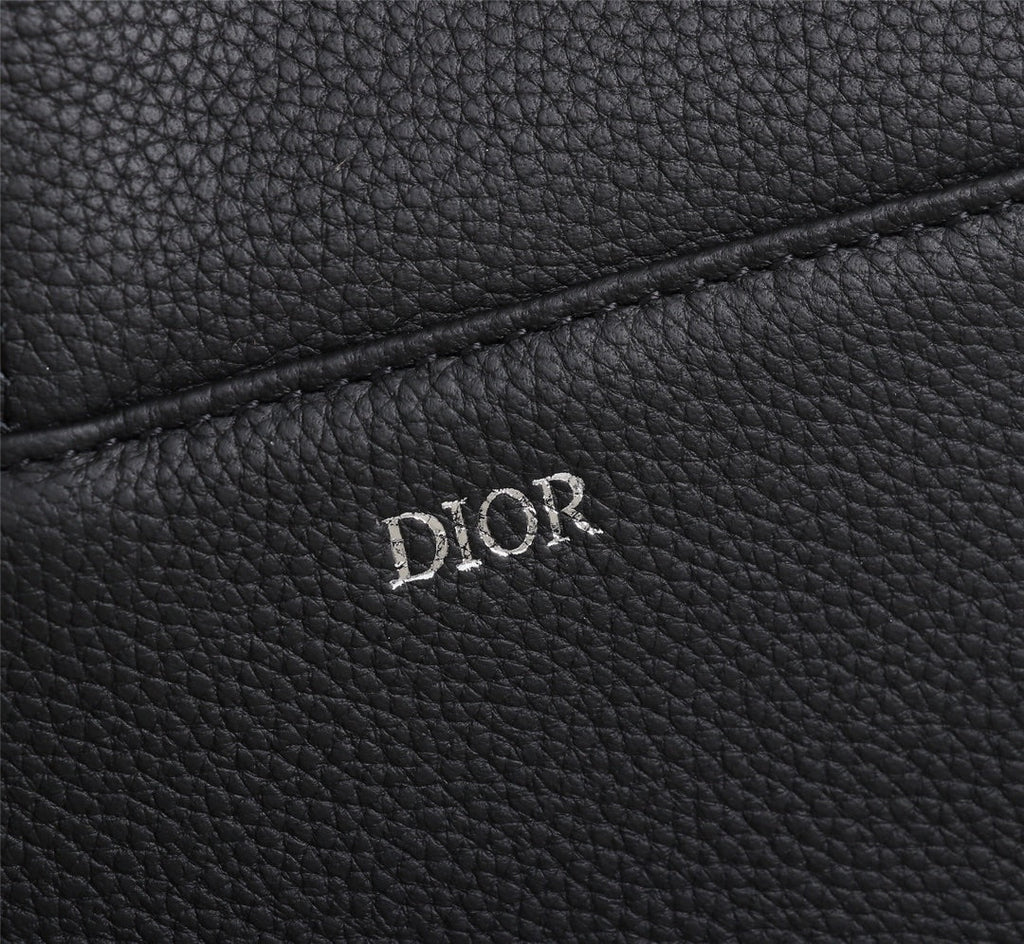 Dior 1ADPO093 Saddle Bag Black Grained Calfskin