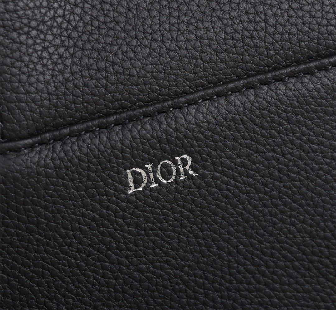 Dior 1ADPO093 Saddle Bag Black Grained Calfskin