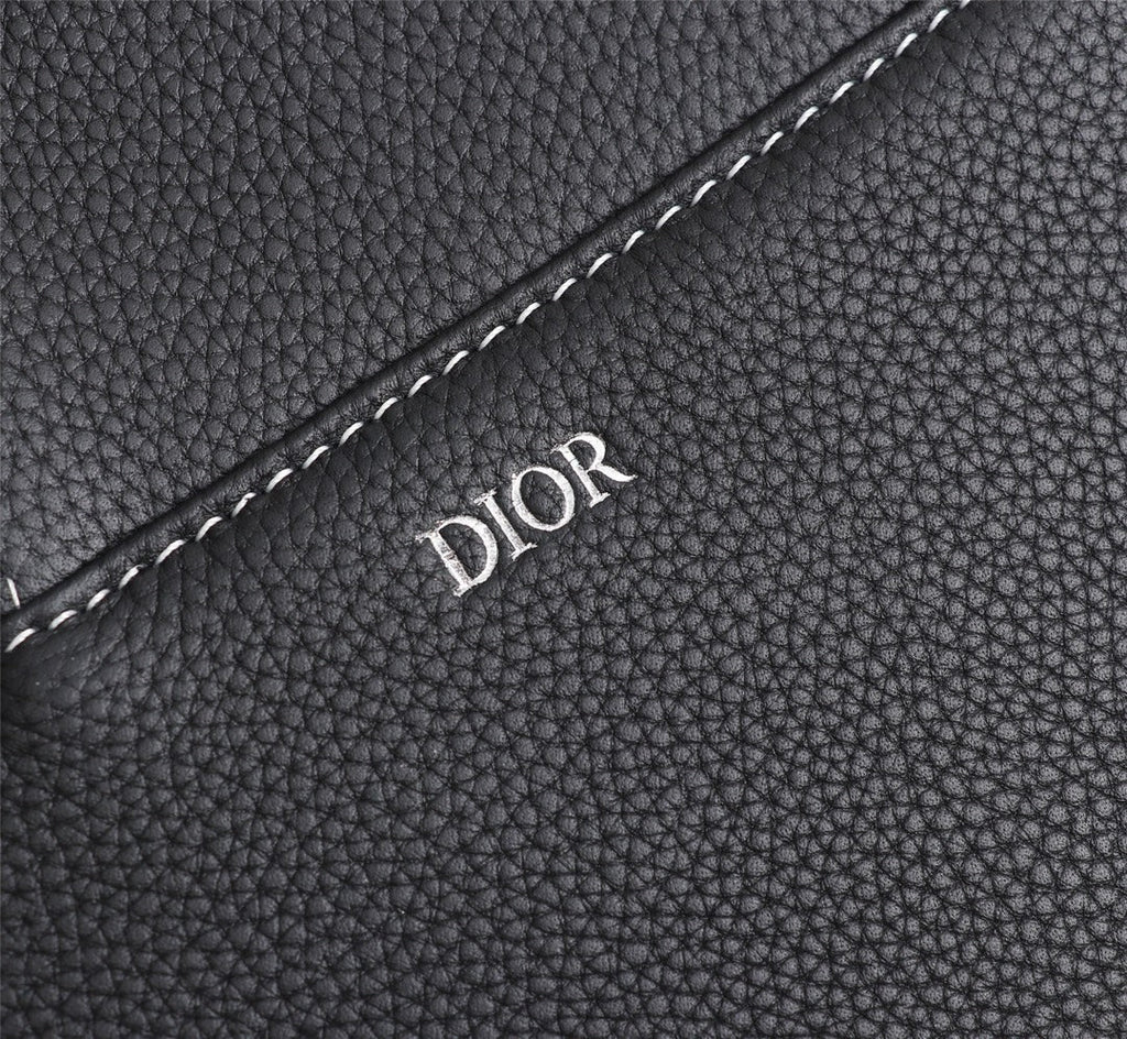Dior 1ADPO093 Saddle Bag Black Grained Calfskin b