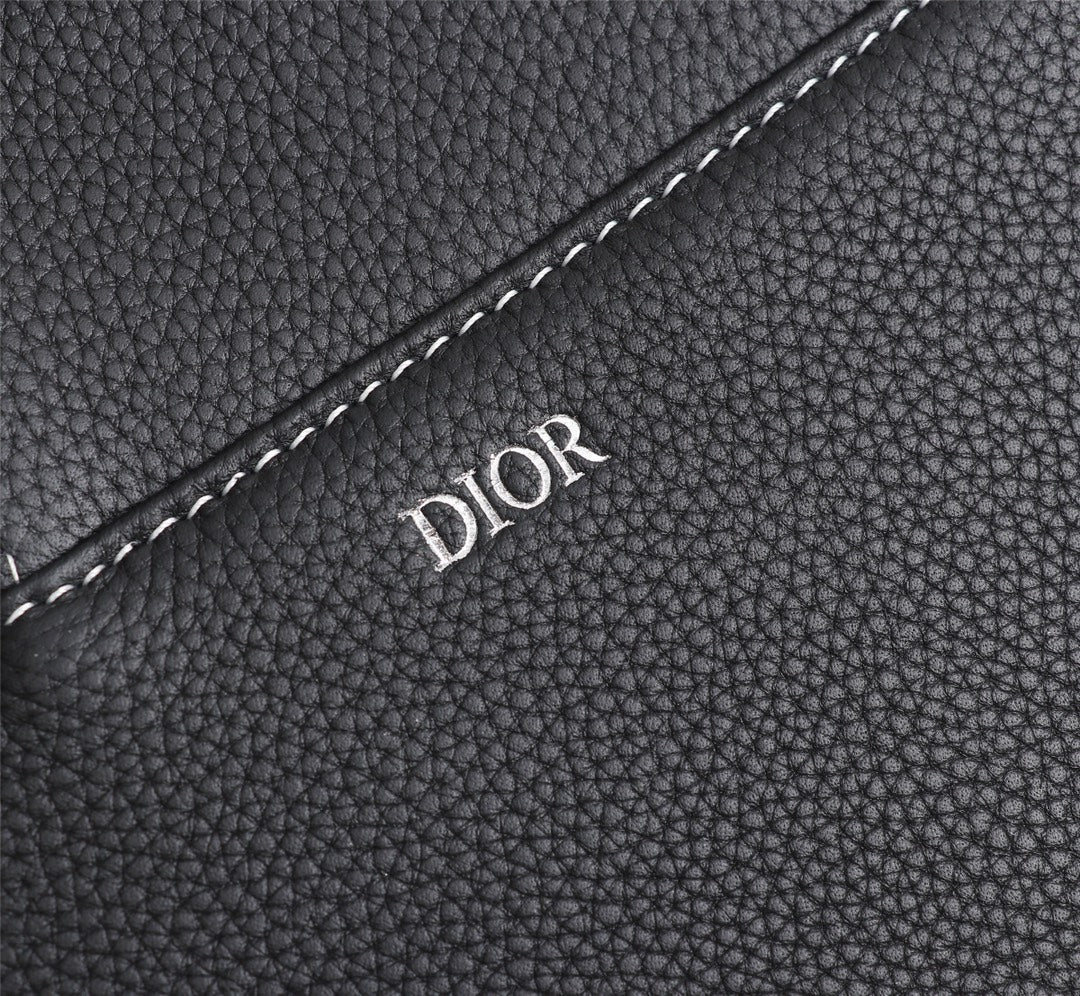 Dior 1ADPO093 Saddle Bag Black Grained Calfskin b