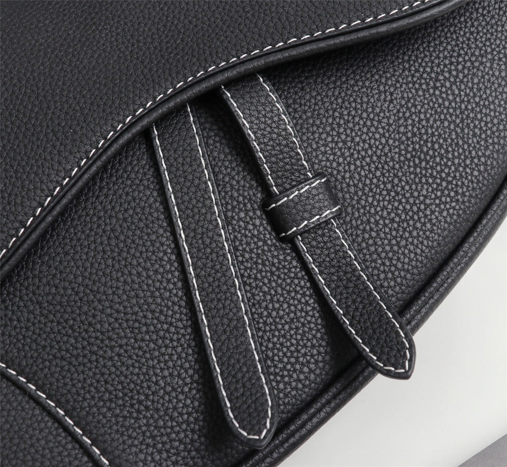 Dior 1ADPO093 Saddle Bag Black Grained Calfskin b