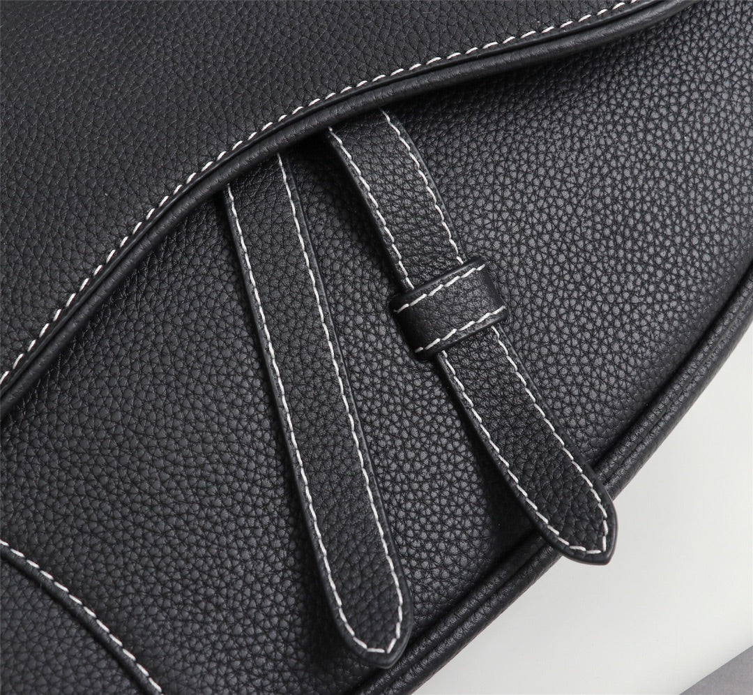 Dior 1ADPO093 Saddle Bag Black Grained Calfskin b