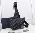 Dior 1ADPO093 Saddle Bag Blue and Black Dior Oblique Jacquard