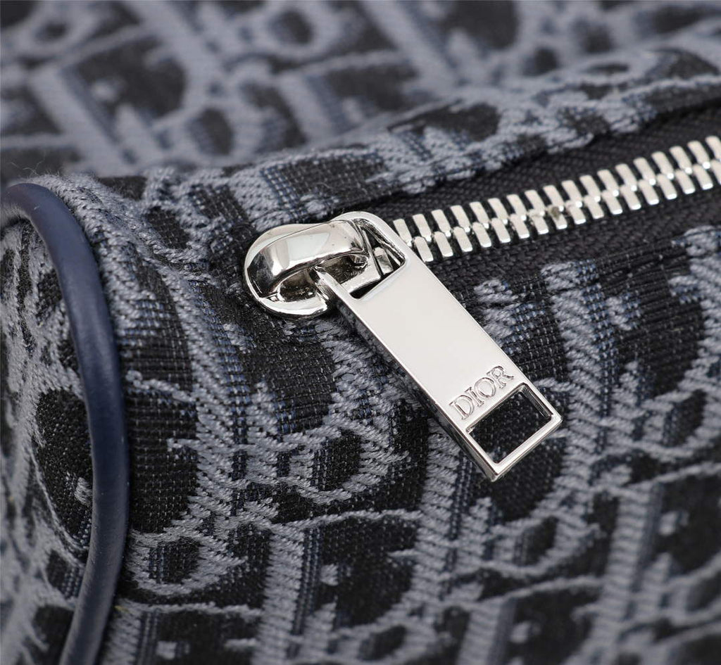 Dior 1ADPO093 Saddle Bag Blue and Black Dior Oblique Jacquard