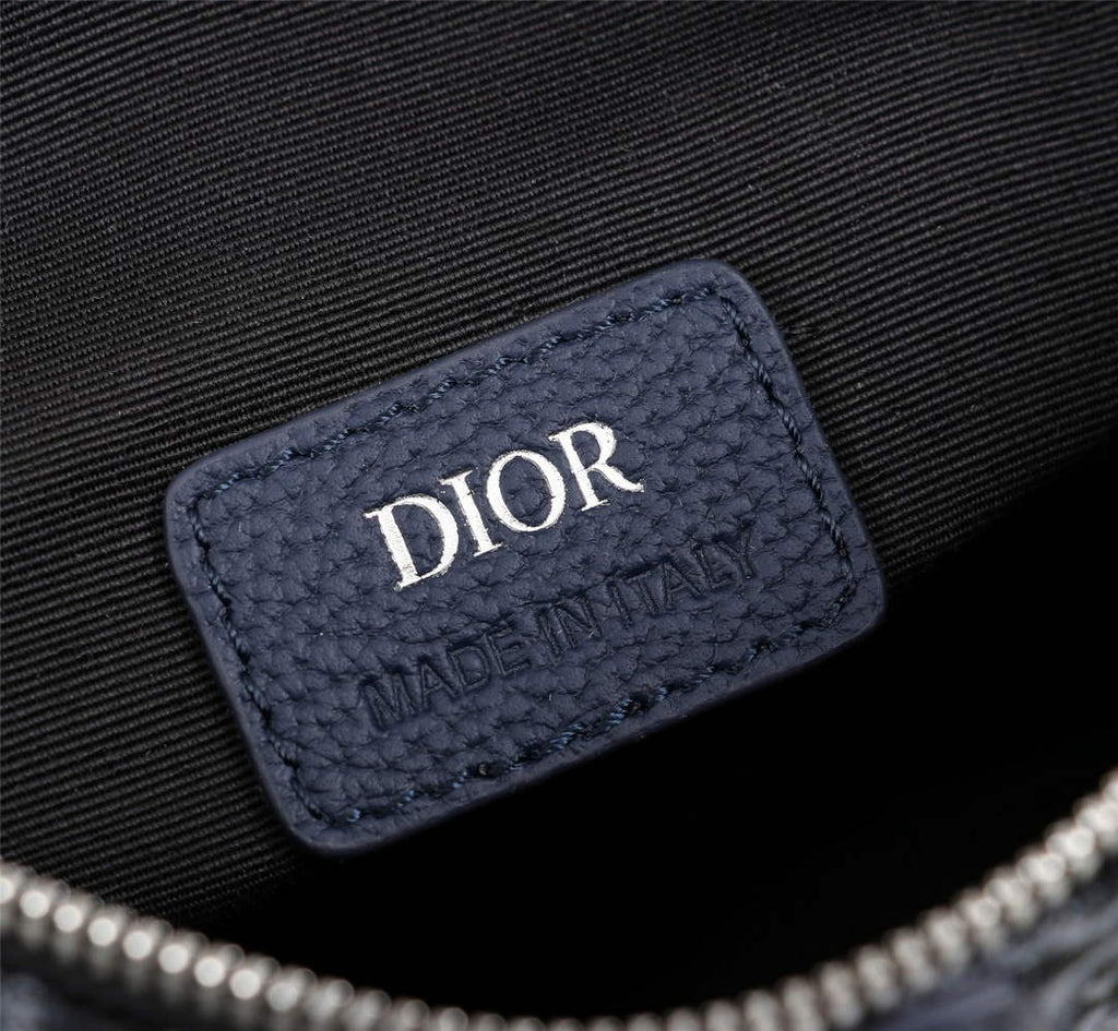Dior 1ADPO093 Saddle Bag Blue and Black Dior Oblique Jacquard