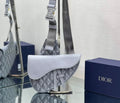 Dior 1ADPO093 Saddle Bag Gray CD Diamond Canvas and Smooth Calfskin