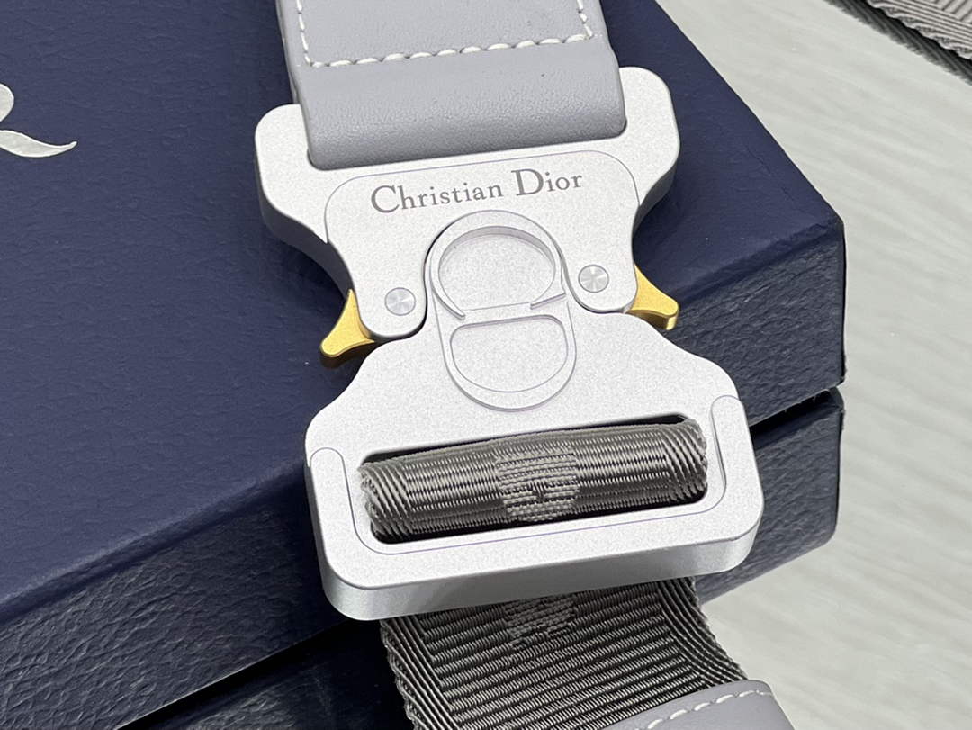 Dior 1ADPO093 Saddle Bag Gray CD Diamond Canvas and Smooth Calfskin