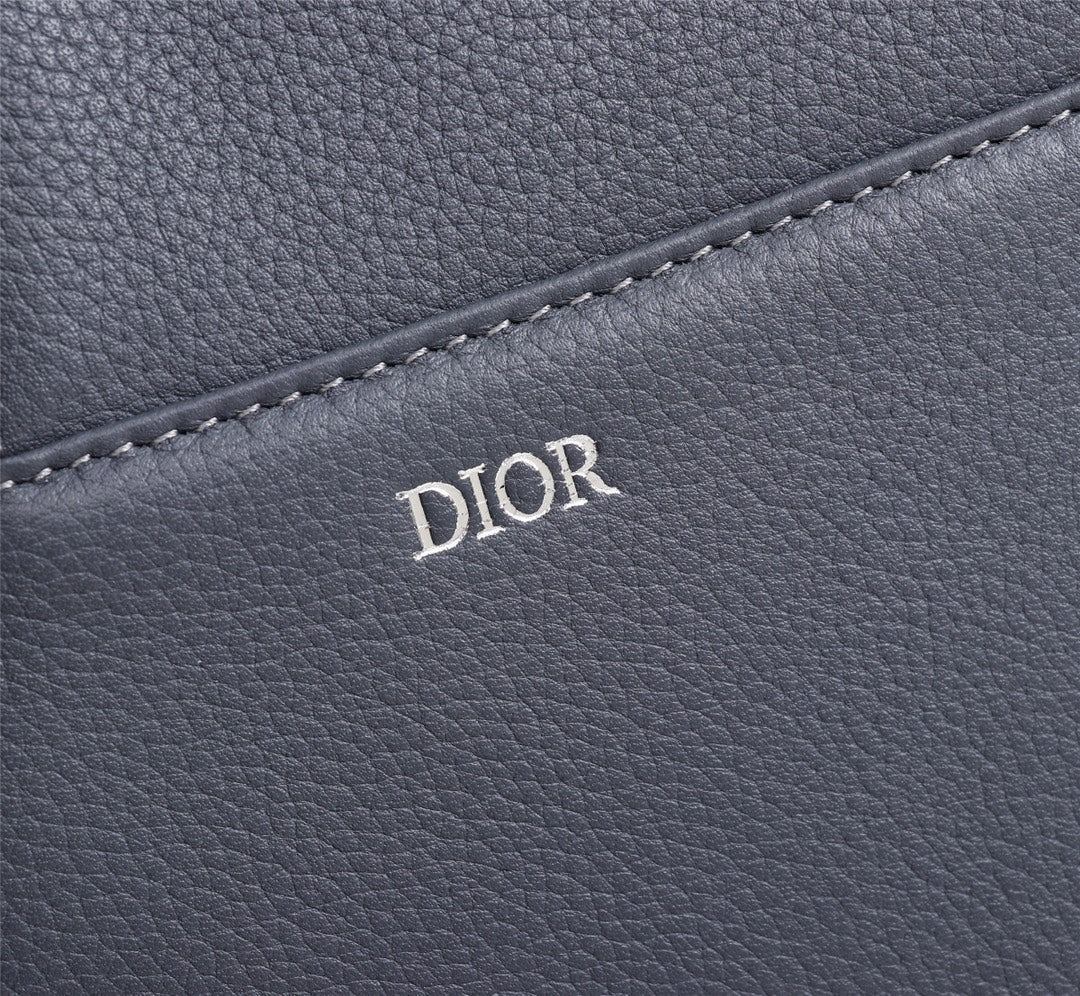 Dior 1ADPO093 Saddle Bag Gray Grained Calfskin Christian Dior 1947