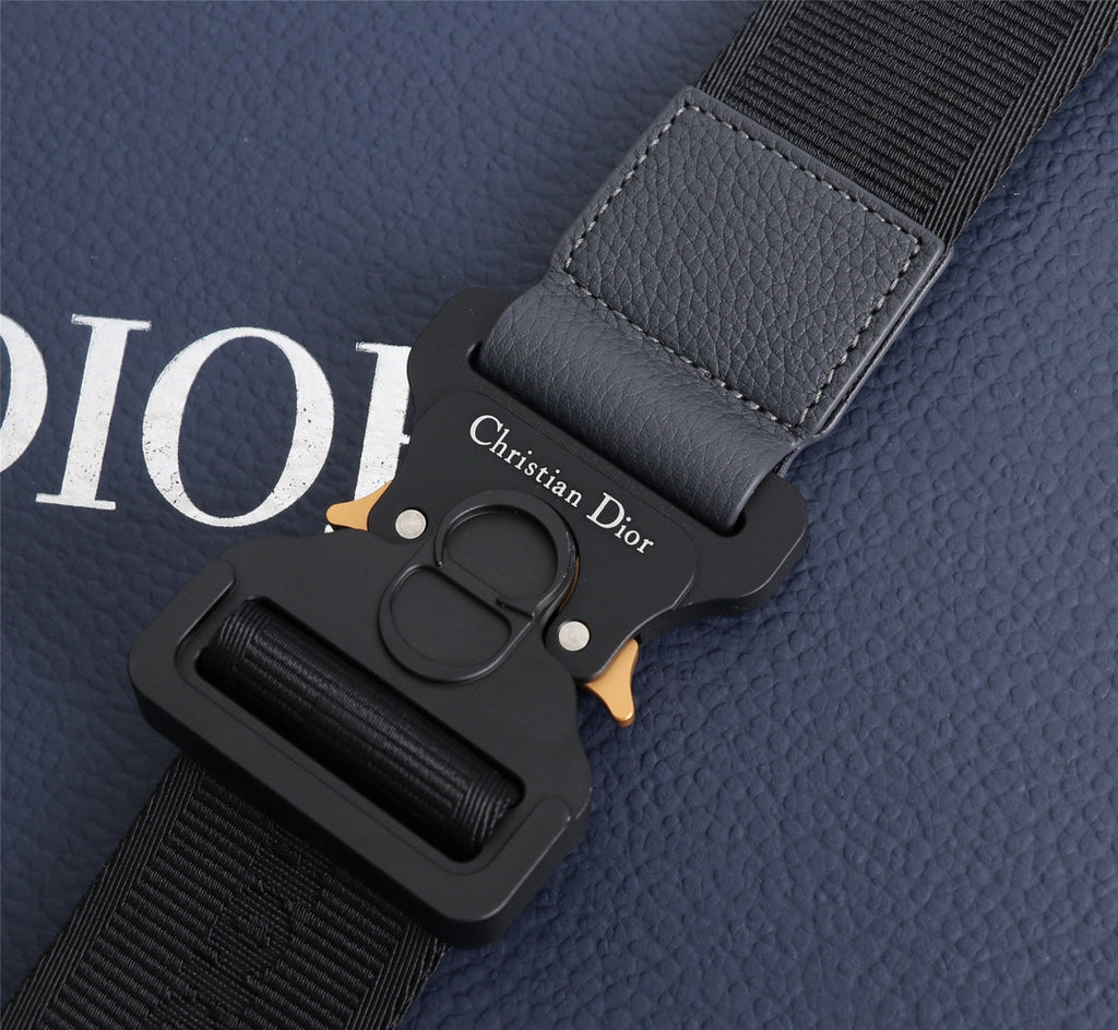 Dior 1ADPO093 Saddle Bag Gray Grained Calfskin Christian Dior 1947