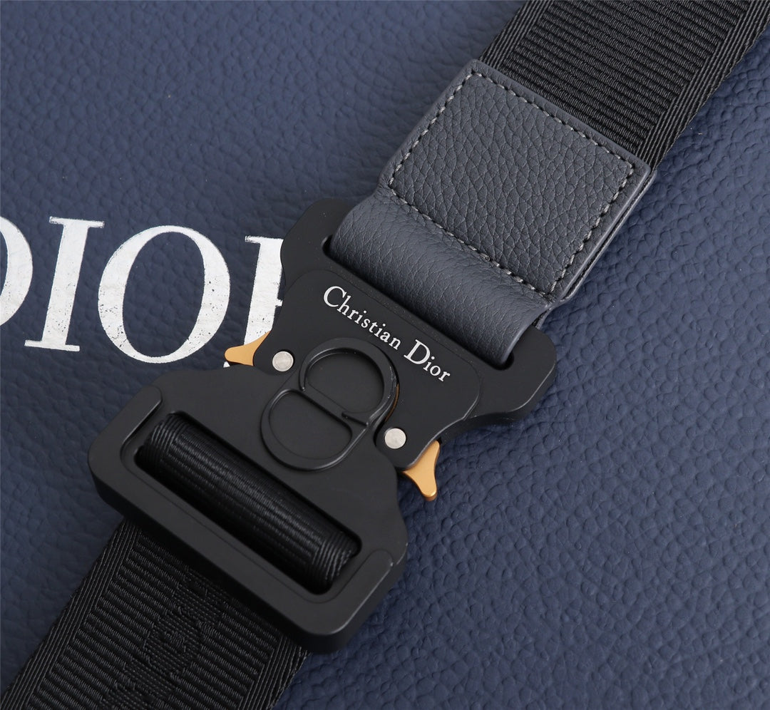 Dior 1ADPO093 Saddle Bag Gray Grained Calfskin Christian Dior 1947