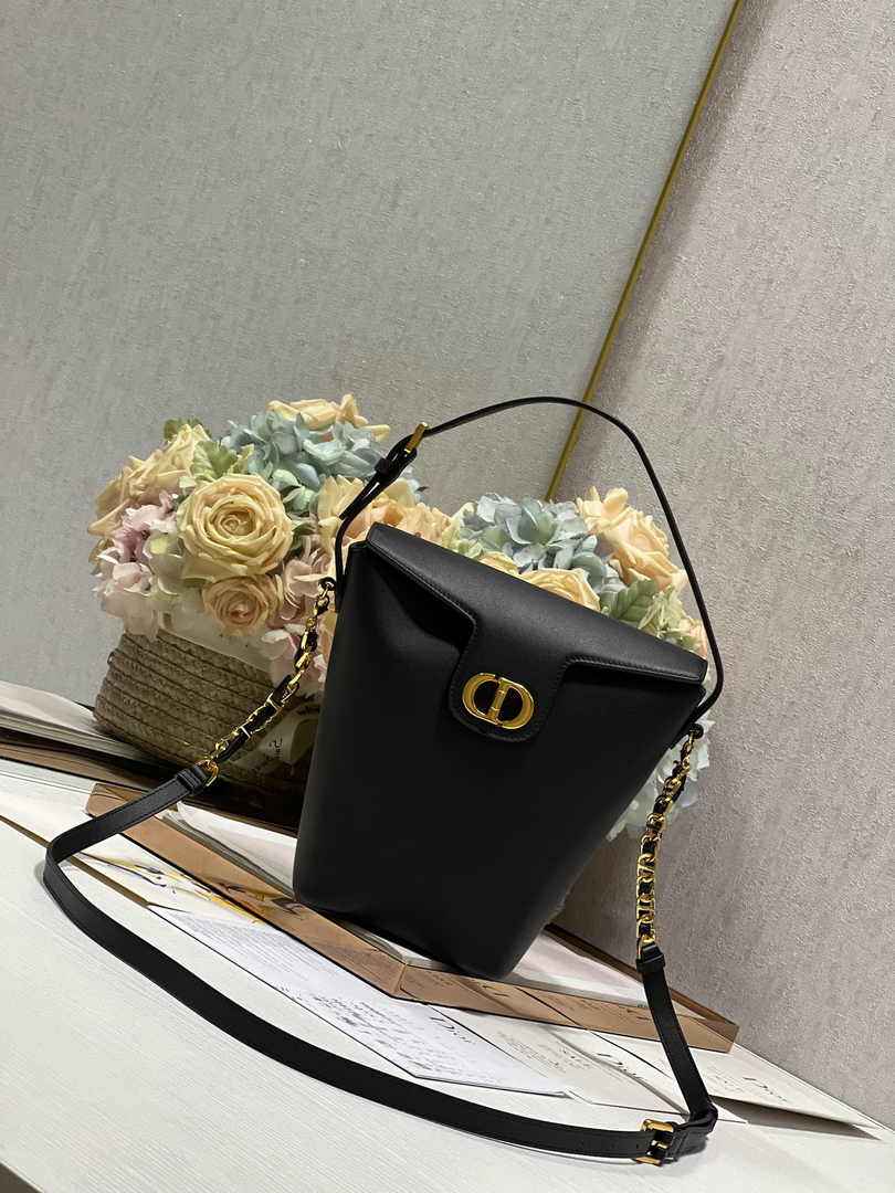 Dior 30 Montaigne Amber Mini Bucket Bag S2319 Black Leather - Default Title - View 2
