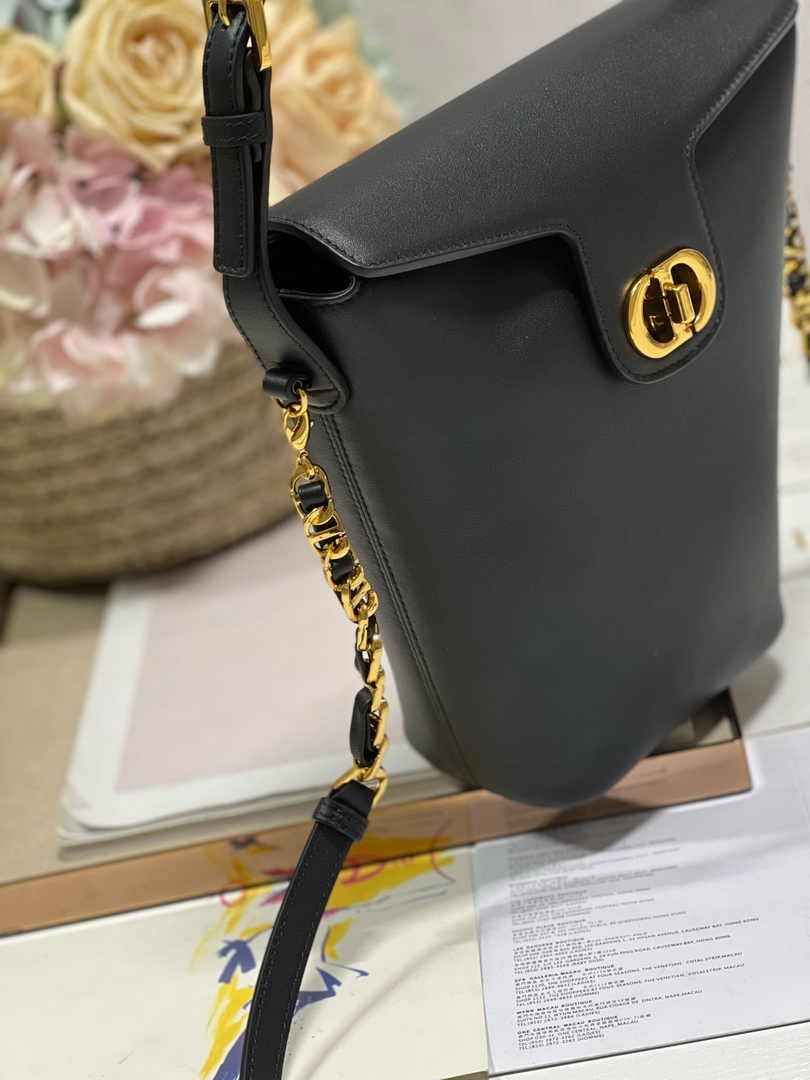 Dior 30 Montaigne Amber Mini Bucket Bag S2319 Black Leather - Default Title - View 3