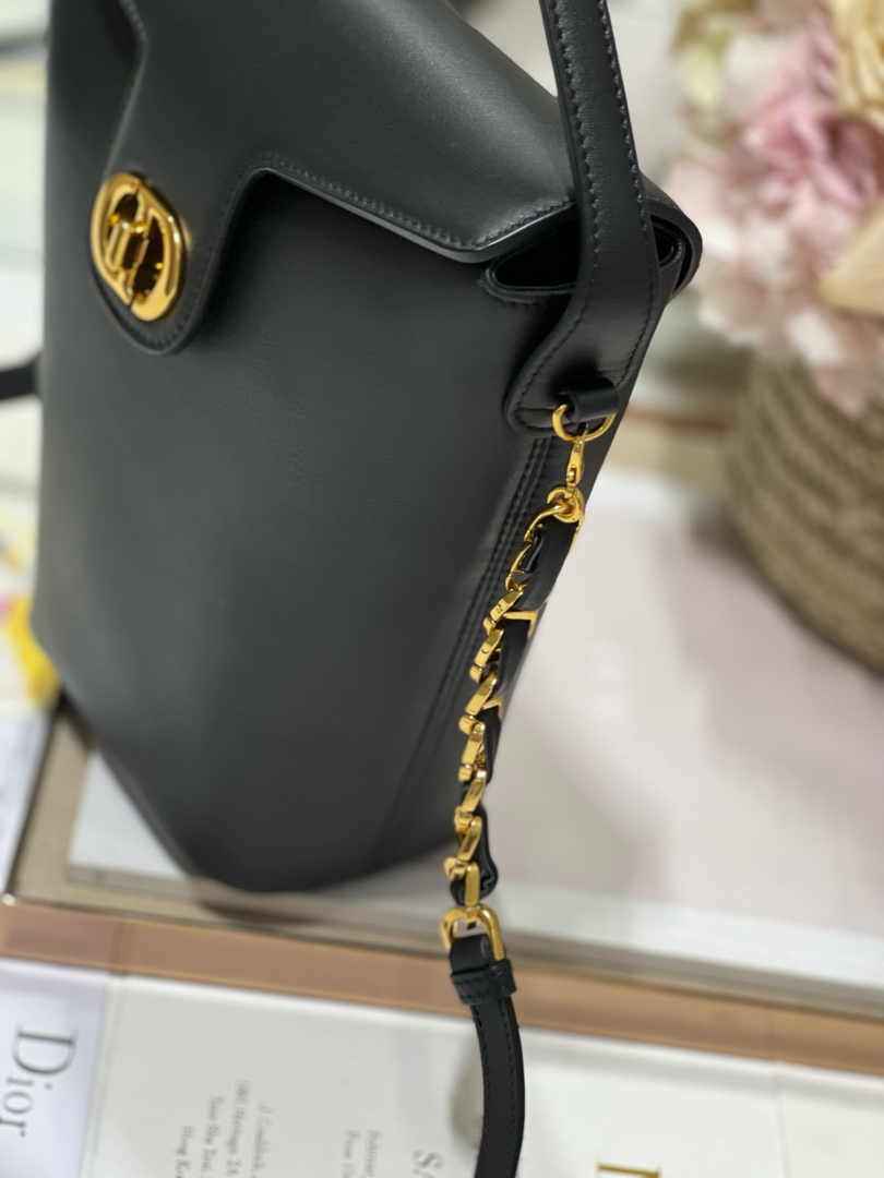 Dior 30 Montaigne Amber Mini Bucket Bag S2319 Black Leather - Default Title - View 4