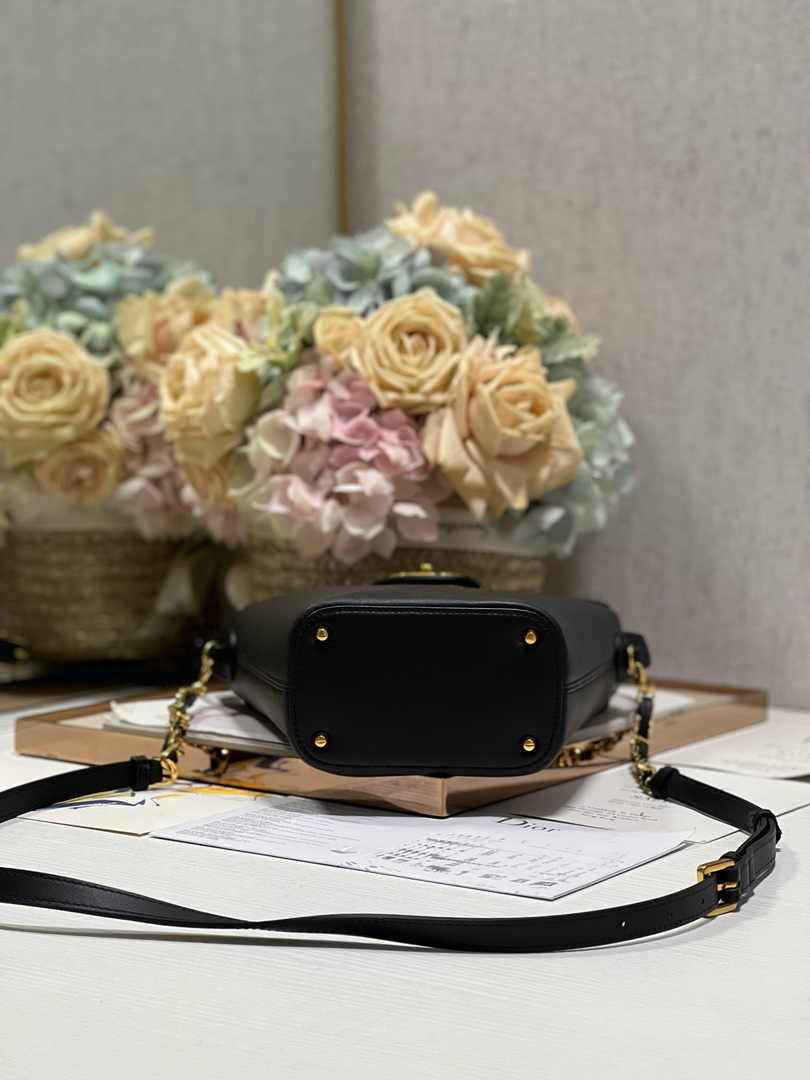 Dior 30 Montaigne Amber Mini Bucket Bag S2319 Black Leather - Default Title - View 5