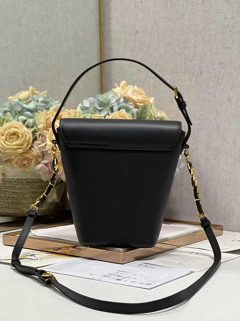 Dior 30 Montaigne Amber Mini Bucket Bag S2319 Black Leather - Default Title - View 6
