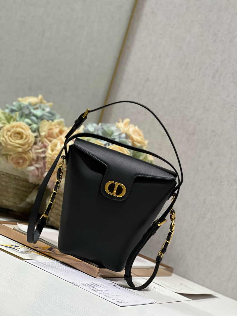 Dior 30 Montaigne Amber Mini Bucket Bag S2319 Black Leather - Default Title - View 9