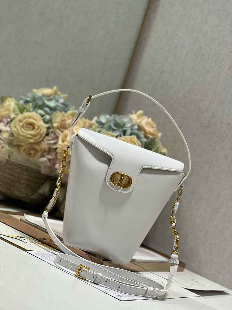 Dior 30 Montaigne Amber Mini Bucket Bag S2319 White Leather - Default Title - View 2