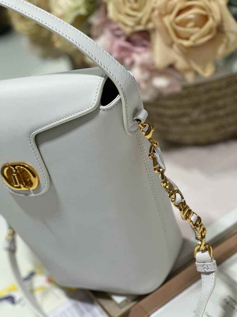 Dior 30 Montaigne Amber Mini Bucket Bag S2319 White Leather - Default Title - View 4