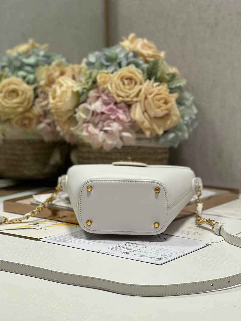 Dior 30 Montaigne Amber Mini Bucket Bag S2319 White Leather - Default Title - View 5