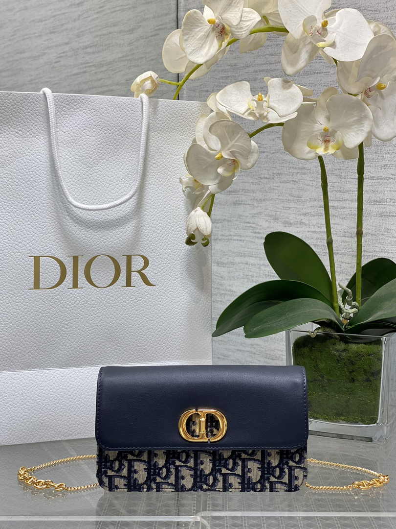 Dior 30 Montaigne Avenue East-West Double Carry Mini Bag S2350 Blue