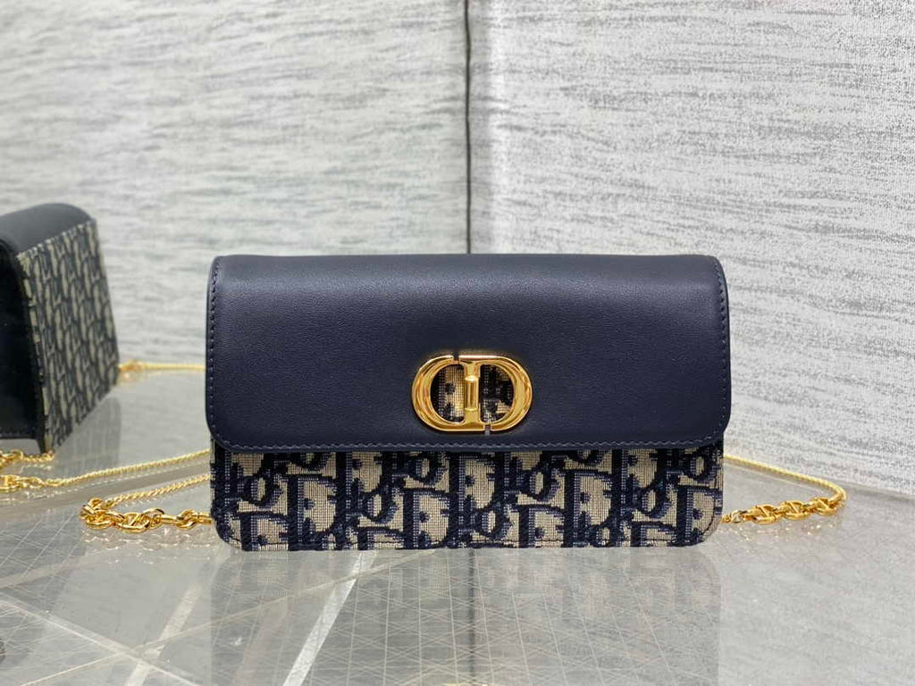 Dior 30 Montaigne Avenue East-West Double Carry Mini Bag S2350 Blue