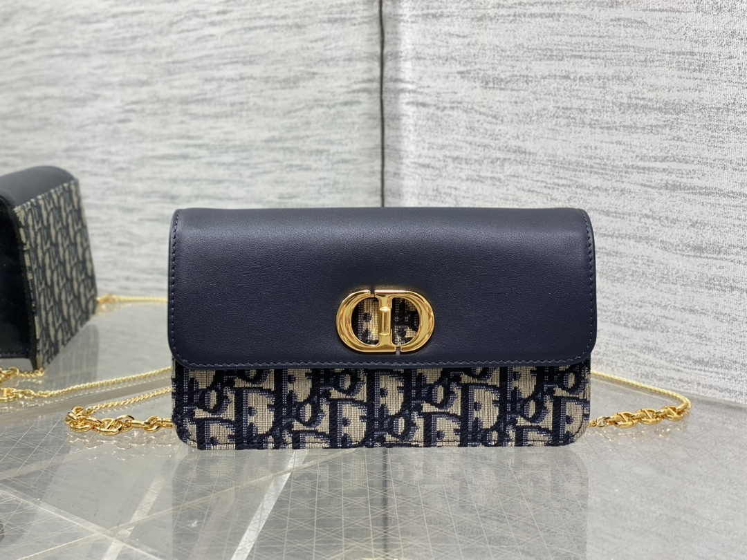 Dior 30 Montaigne Avenue East-West Double Carry Mini Bag S2350 Blue