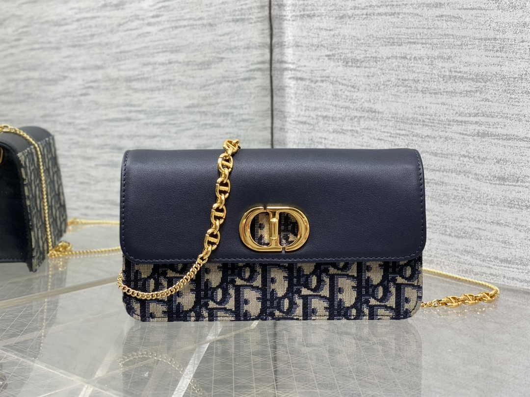 Dior 30 Montaigne Avenue East-West Double Carry Mini Bag S2350 Blue