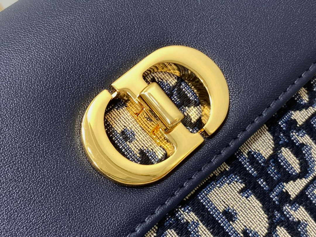 Dior 30 Montaigne Avenue East-West Double Carry Mini Bag S2350 Blue