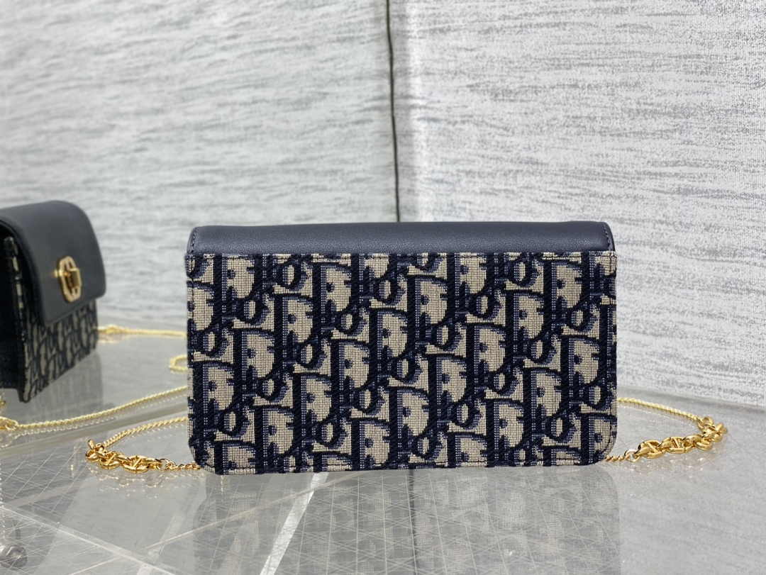 Dior 30 Montaigne Avenue East-West Double Carry Mini Bag S2350 Blue