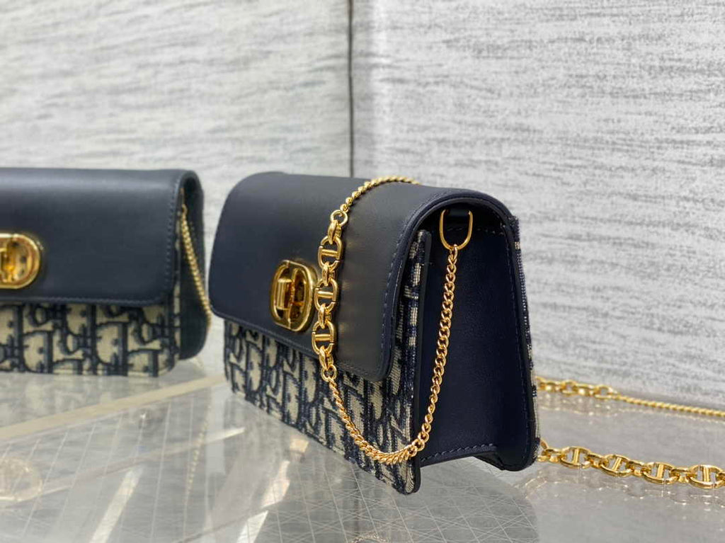 Dior 30 Montaigne Avenue East-West Double Carry Mini Bag S2350 Blue