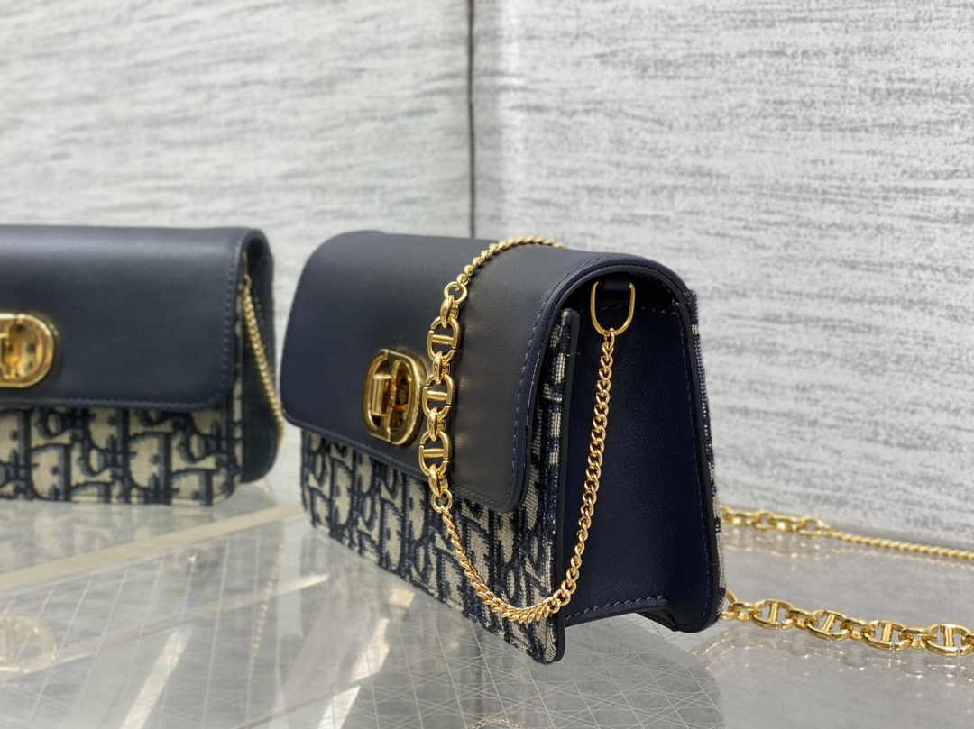 Dior 30 Montaigne Avenue East-West Double Carry Mini Bag S2350 Blue