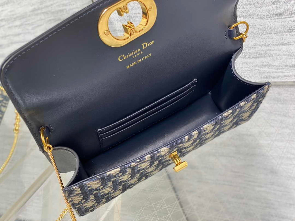 Dior 30 Montaigne Avenue East-West Double Carry Mini Bag S2350 Blue