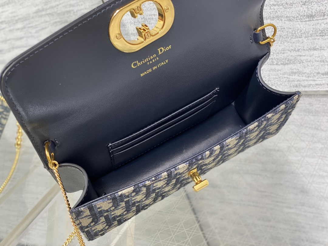 Dior 30 Montaigne Avenue East-West Double Carry Mini Bag S2350 Blue