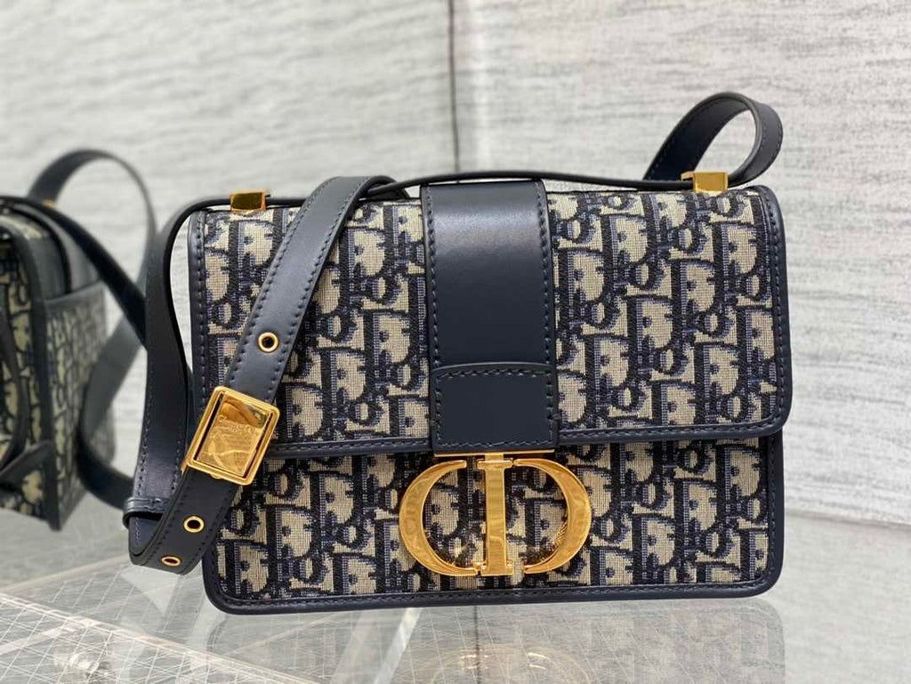 Dior 30 Montaigne Bag M9203 Blue Oblique Jacquard - Default Title - View 1