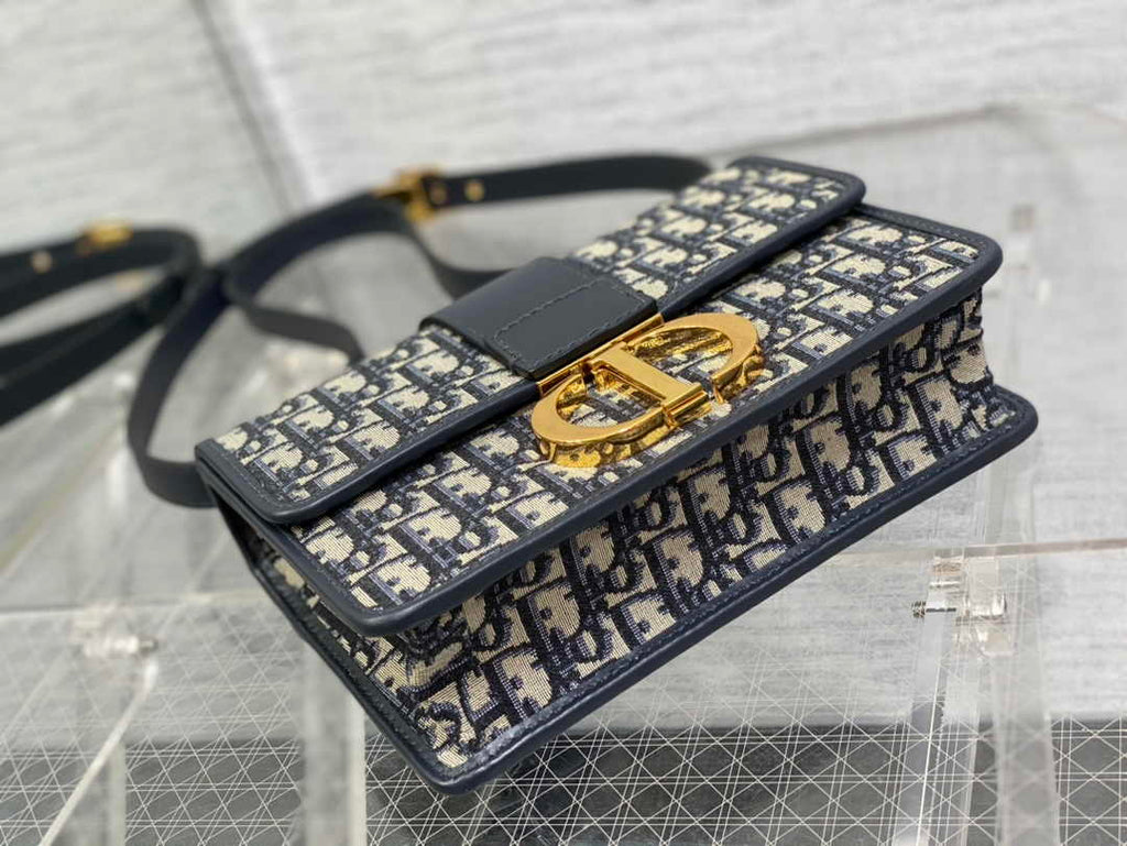 Dior 30 Montaigne Bag M9203 Blue Oblique Jacquard