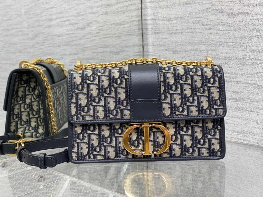 Dior 30 Montaigne Chain Bag M9208 Blue Dior Oblique Jacquard